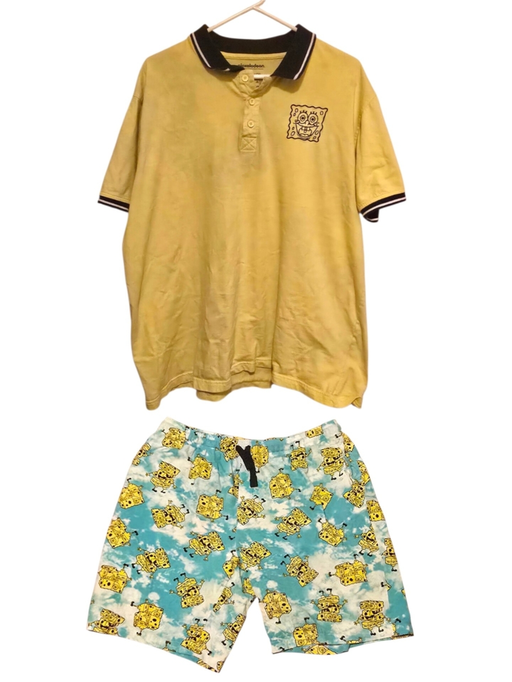 SpongeBob Yellow Polo & Patterned Shorts Set 2xl
